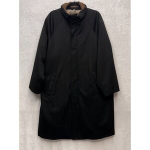 Loro Piana Icer Coat Mens XL Black Pure Cashmere Storm System Suede Collar Italy